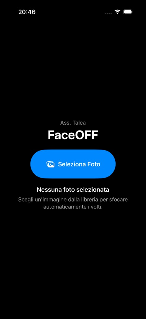 Schermata iniziale FaceOFF